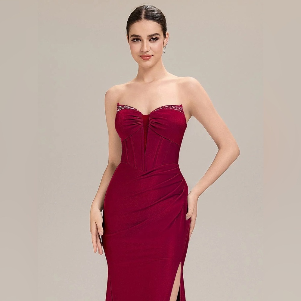 🆕 Tie-Front Knit Sleeveless Evening Dress - Picture 2 of 4